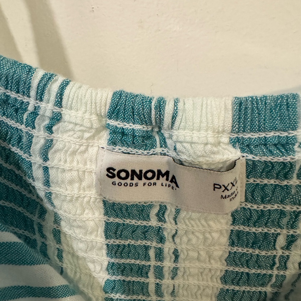 Sonoma Goods For Life Striped Maxi Dress XXLP Petite Smocked Cotton Blend NWT - Picture 3 of 5